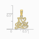 10K / 14K Yellow Gold Polished and Textured I HEART YOU Charm - Product Photo