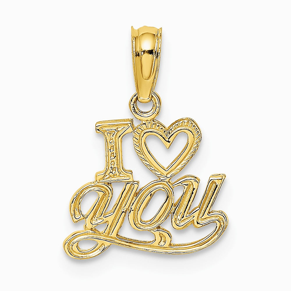10K / 14K Yellow Gold Polished and Textured I HEART YOU Charm