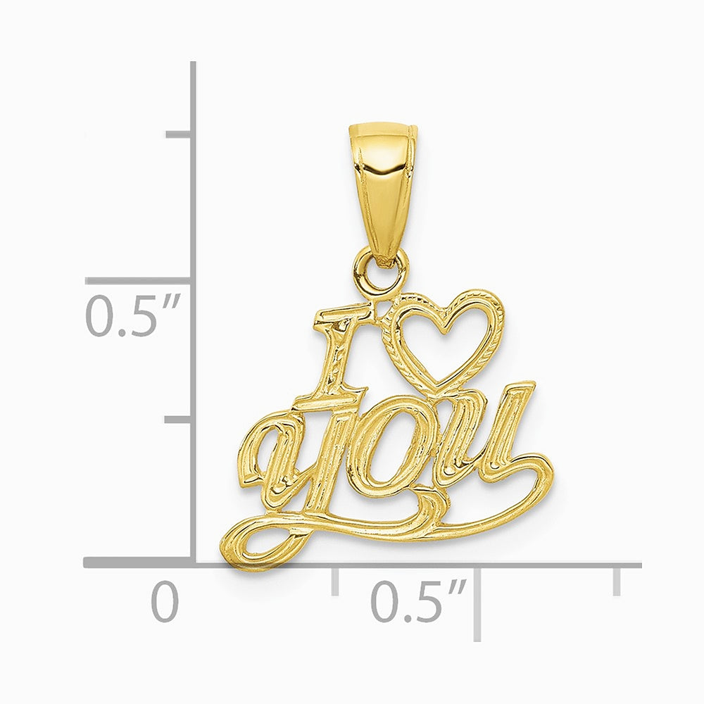 10K / 14K Yellow Gold Polished & Textured I Heart You Pendant - Product Photo