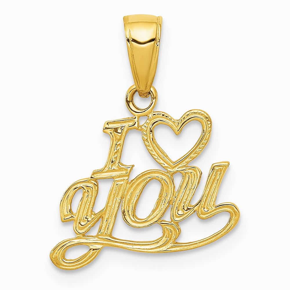 10K / 14K Yellow Gold Polished & Textured I Heart You Pendant