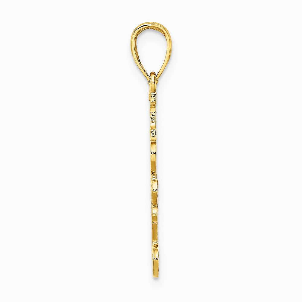 10K / 14K Yellow Gold Textured I LOVE YOU Pendant - Product Photo
