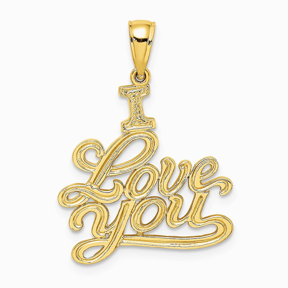 10K / 14K Yellow Gold Textured I LOVE YOU Pendant