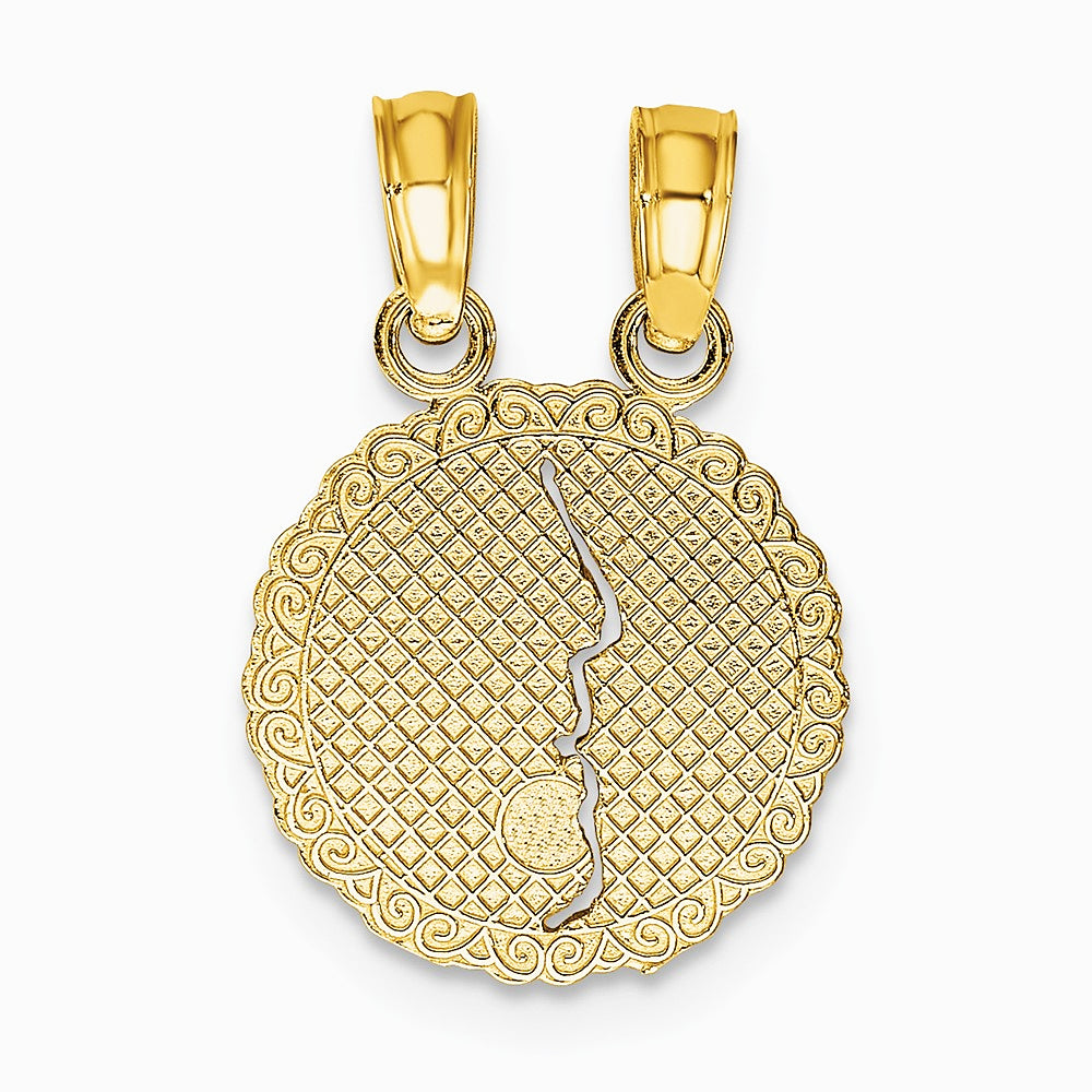 10K / 14K Yellow Gold BEST FRIENDS FOREVER Break Apart Pendant - Product Photo