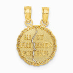 10K / 14K Yellow Gold BEST FRIENDS FOREVER Break Apart Pendant - Product Photo