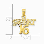 10K / 14K Yellow Gold SWEET 16 Pendant - Product Photo
