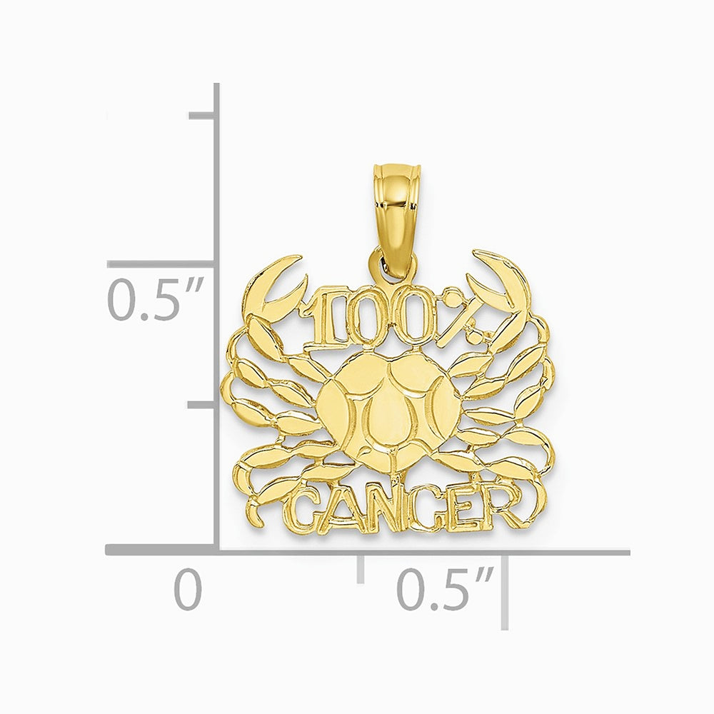 10K / 14K Yellow Gold 100% CANCER Zodiac Charm - Product Photo