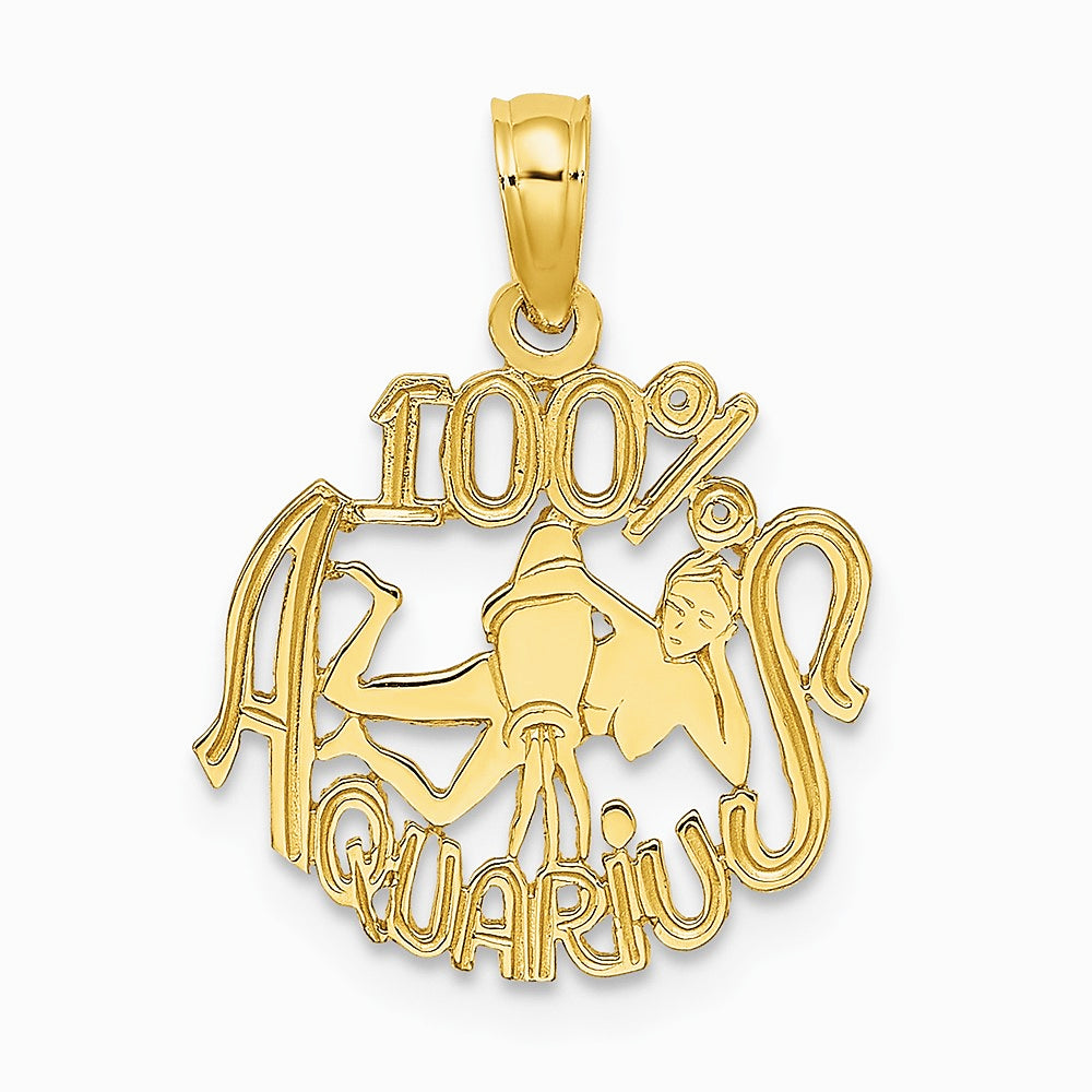 10K / 14K Yellow Gold 100% AQUARIUS Zodiac Charm - Product Photo