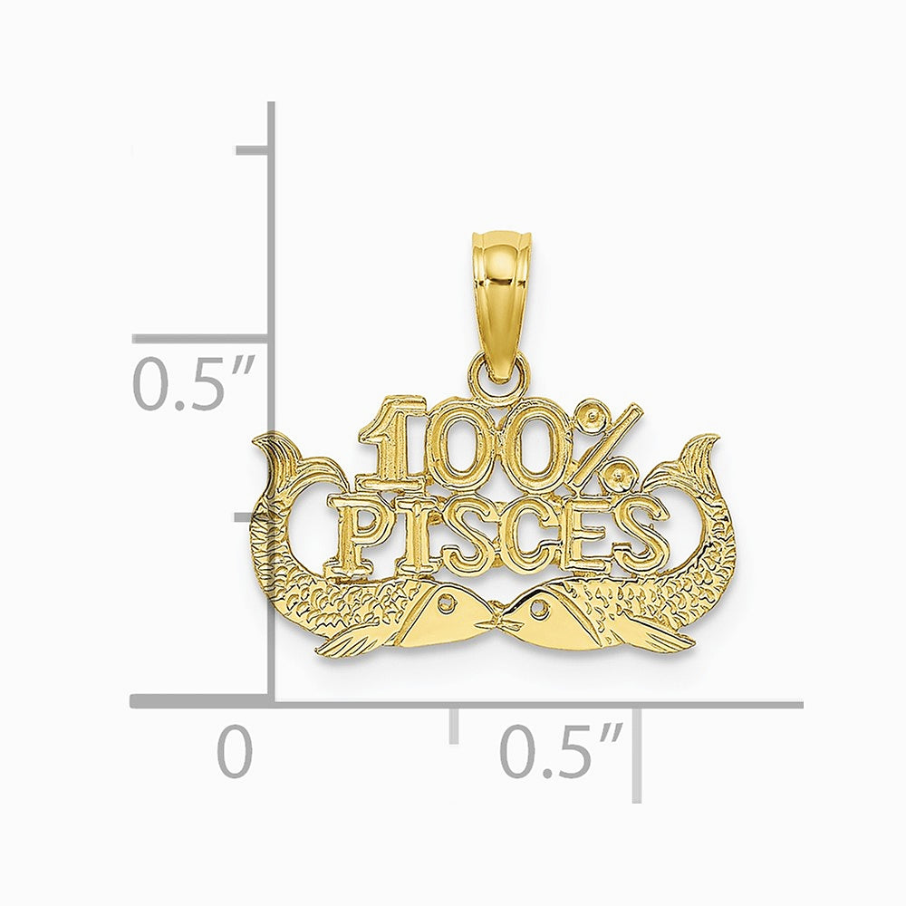 10K / 14K Yellow Gold 100% PISCES Zodiac Charm - Product Photo
