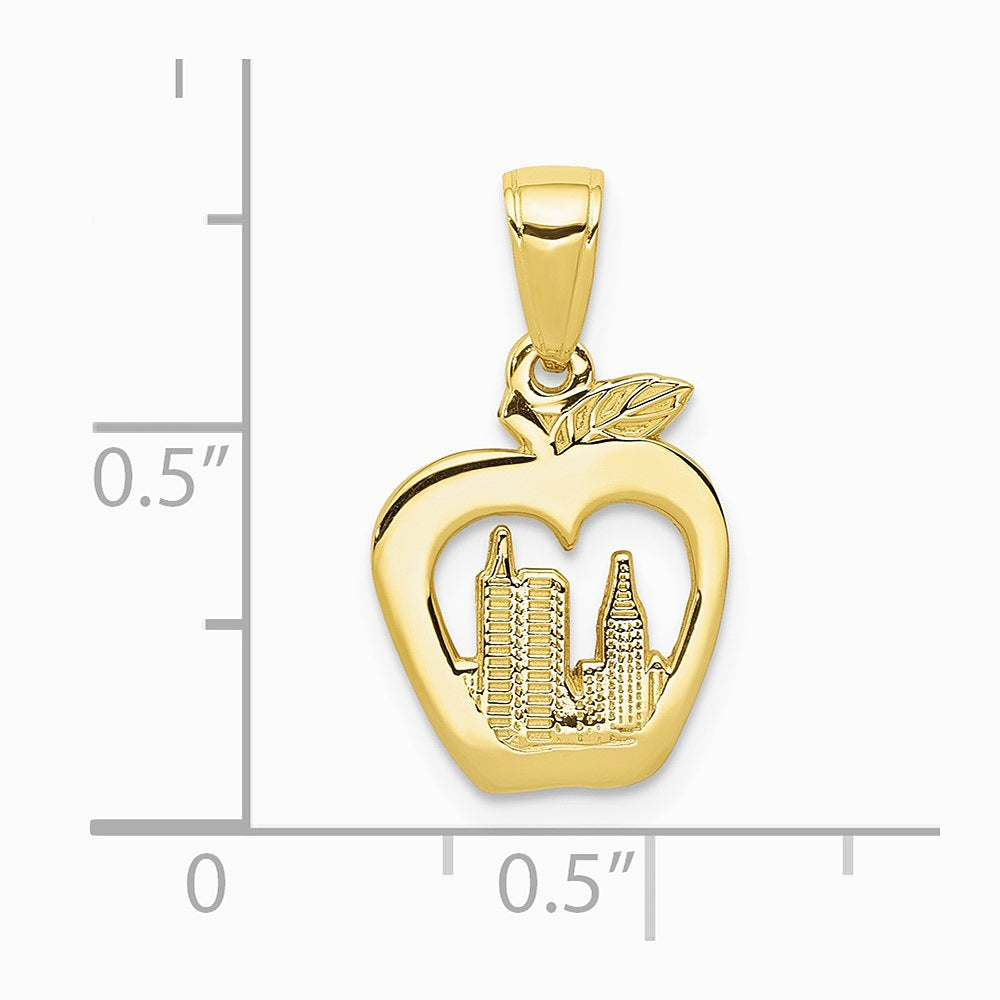 10K / 14K Yellow Gold New York Skyline in Apple Pendant - Product Photo