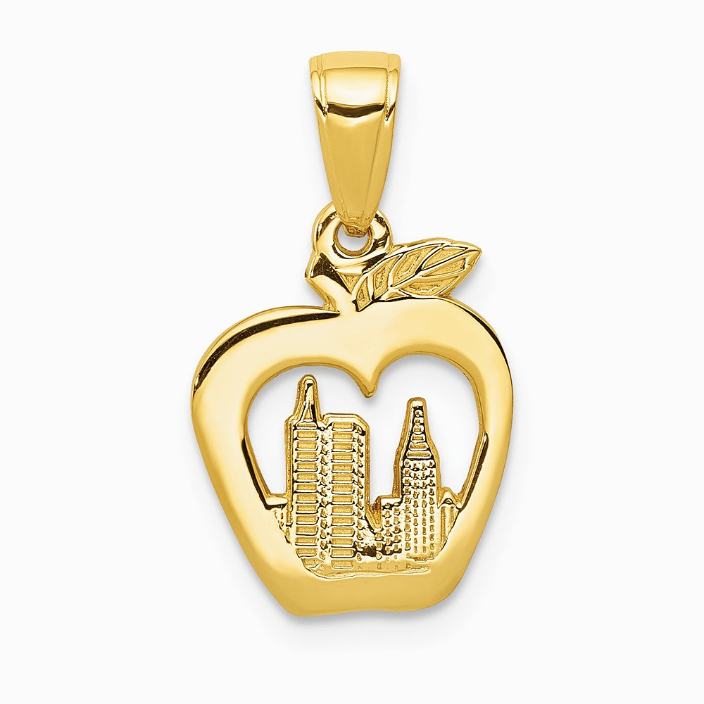 10K / 14K Yellow Gold New York Skyline in Apple Pendant
