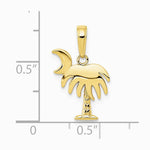 10K / 14K Yellow Gold Charleston Palm Tree with Moon Pendant - Product Photo