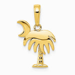 10K / 14K Yellow Gold Charleston Palm Tree with Moon Pendant - Product Photo