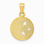 10K / 14K Yellow Gold Polished Flat-Backed Moon with Three Stars Pendant - Product Photo