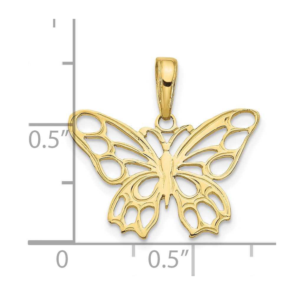 10K / 14K Yellow Gold Butterfly Cut-out Pendant - Product Photo