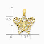10K / 14K Yellow Gold Diamond-cut Butterfly Pendant - Product Photo