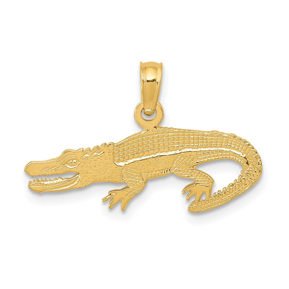10K / 14K Yellow Gold Textured Alligator Pendant - Product Photo