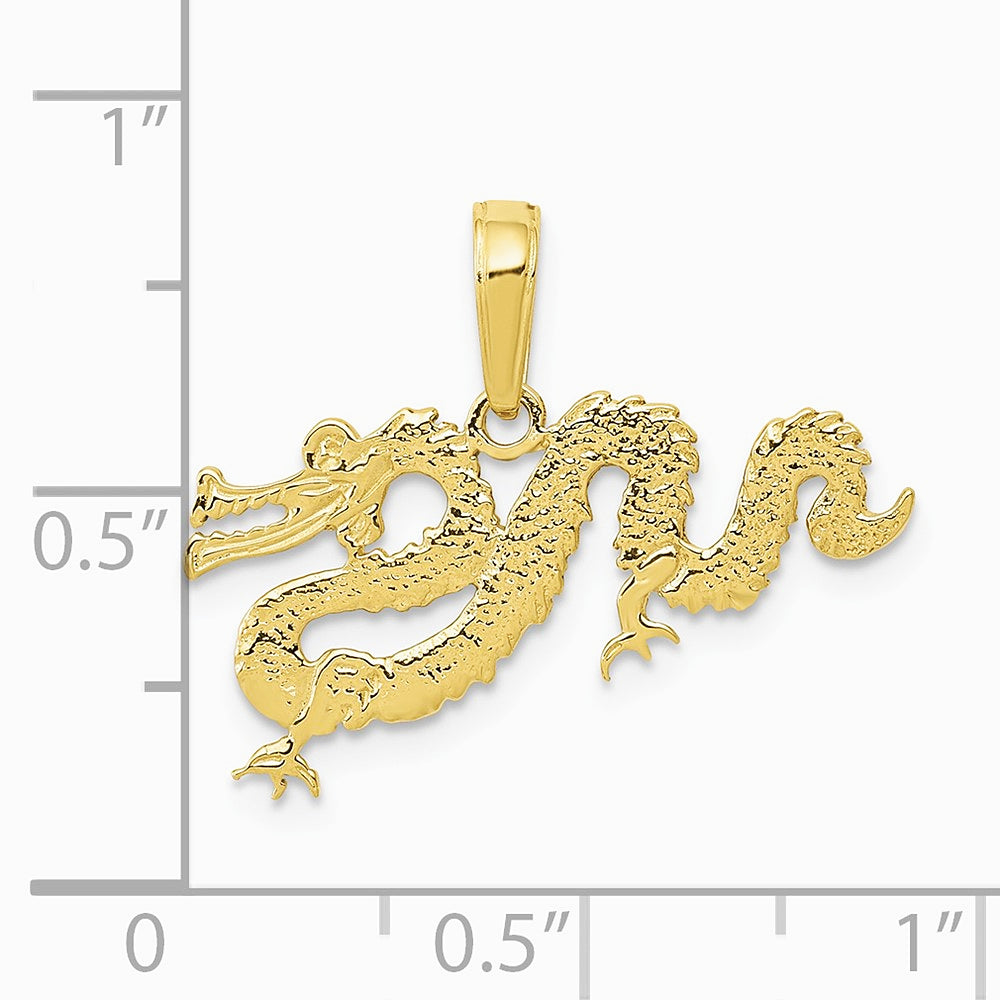10K / 14K Yellow Gold Dragon Pendant - Product Photo