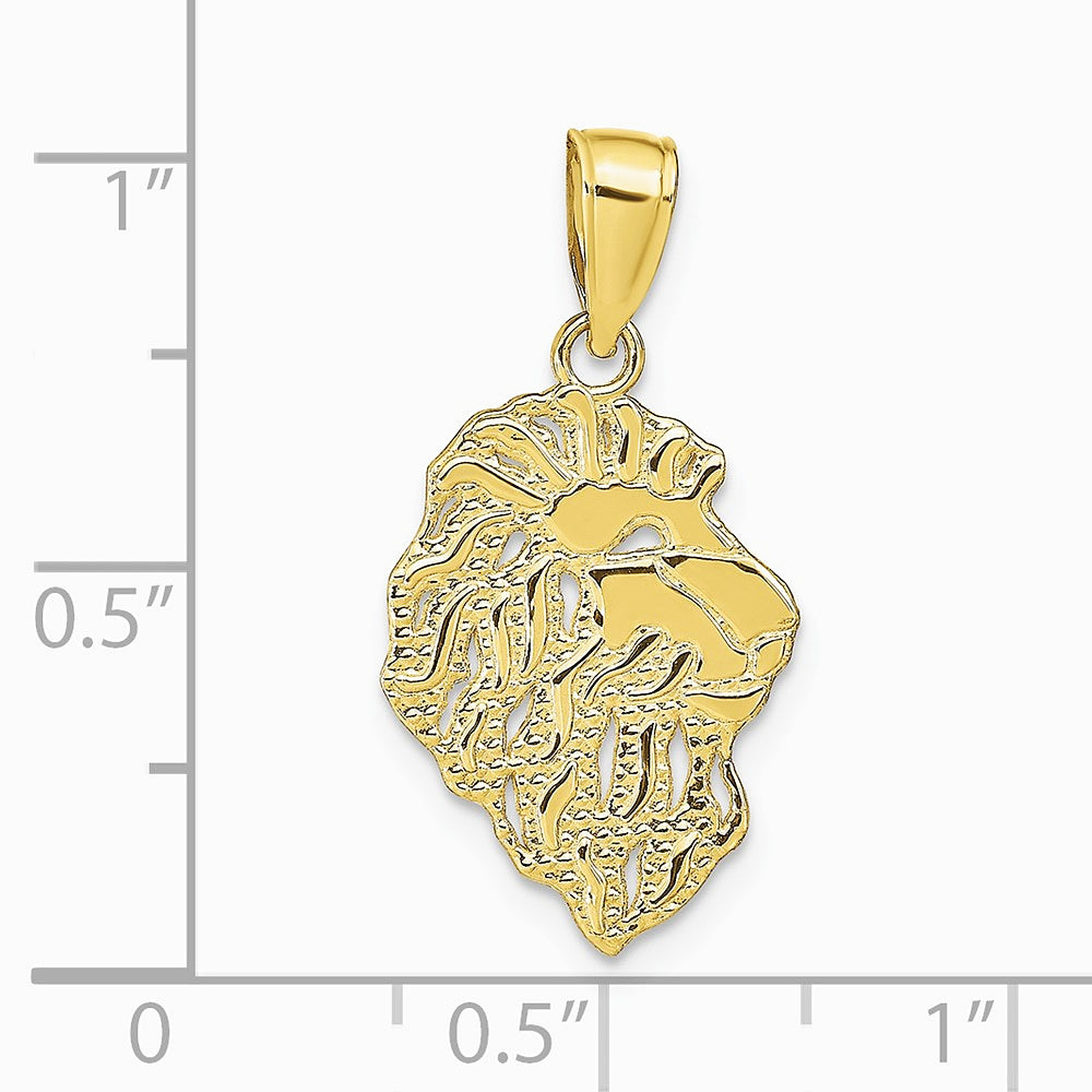 10K / 14K Yellow Gold Lion Head Pendant - Product Photo
