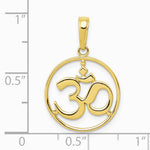 10K / 14K Yellow Gold Cut-out Round Frame Yoga Om Symbol Pendant - Product Photo