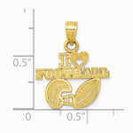10K / 14K Yellow Gold I HEART FOOTBALL Charm - Product Photo