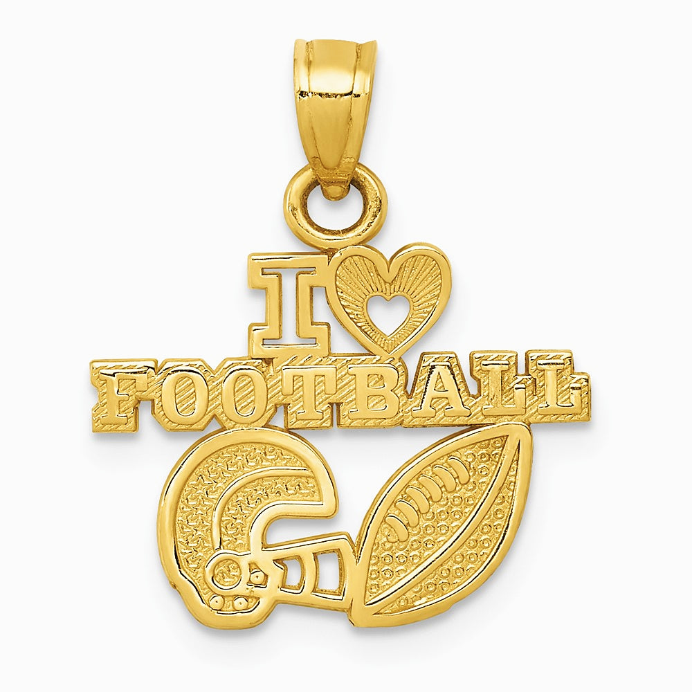 10K / 14K Yellow Gold I HEART FOOTBALL Charm - Product Photo