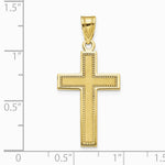 10K / 14K Yellow Gold Large Satin Cross Pendant - Product Photo