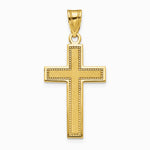 10K / 14K Yellow Gold Large Satin Cross Pendant - Product Photo