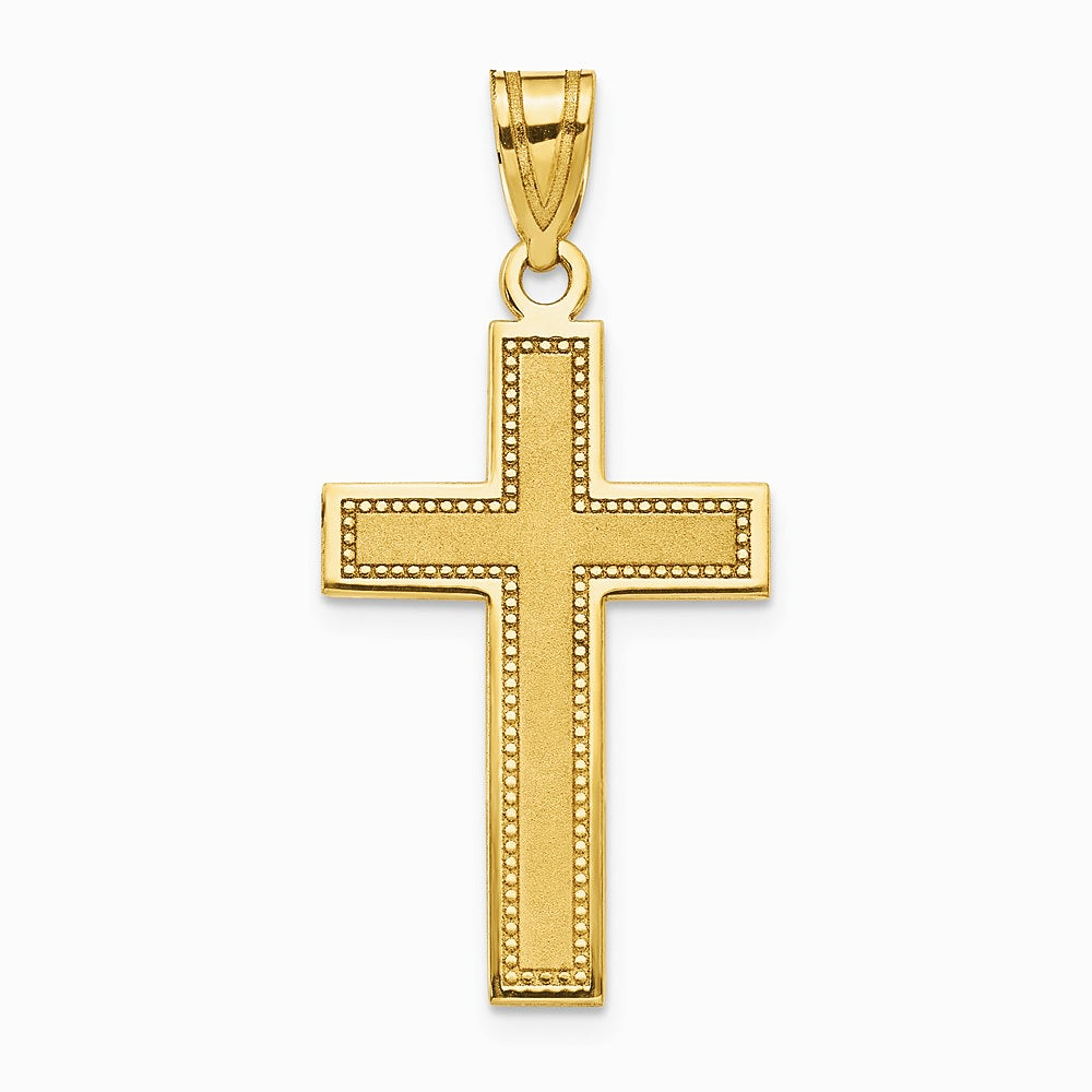 10K / 14K Yellow Gold Large Satin Cross Pendant - Product Photo