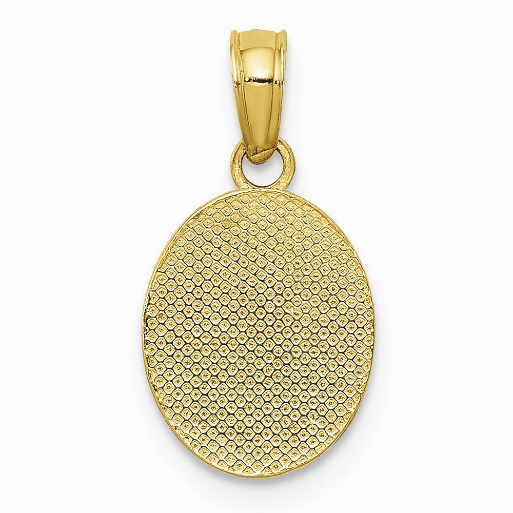 10K / 14K Yellow Gold Polished Small Fleur De Lis in Oval Pendant - Product Photo
