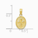 10K / 14K Yellow Gold Polished Small Fleur De Lis in Oval Pendant - Product Photo