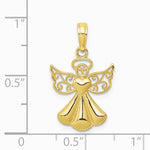 10K / 14K Yellow Gold Polished Textured Guardian Angel W/Heart Pendant - Product Photo