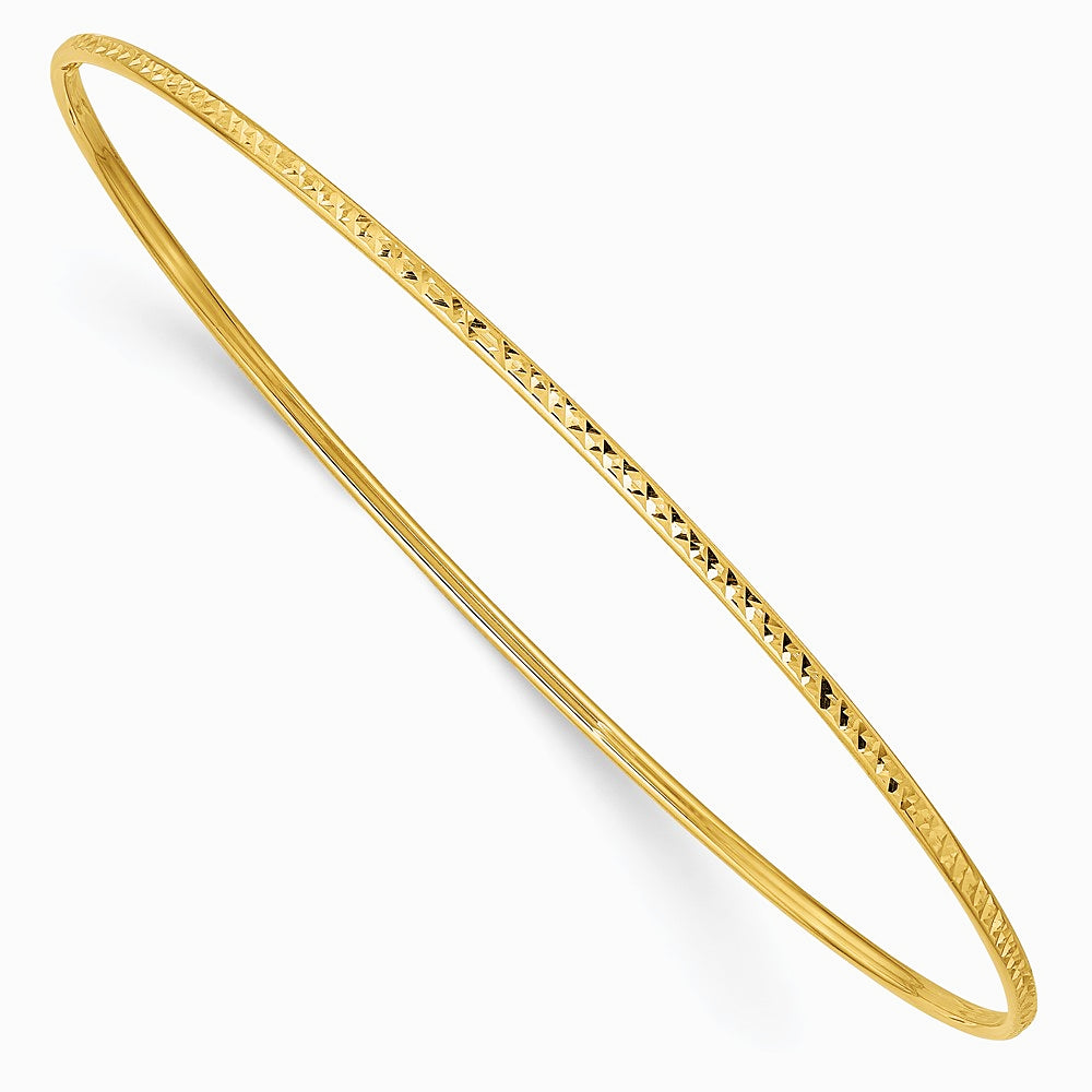 10K Yellow Gold 1.5mm Diamond-Cut Slip-on Bangle Bracelet - Product Photo
