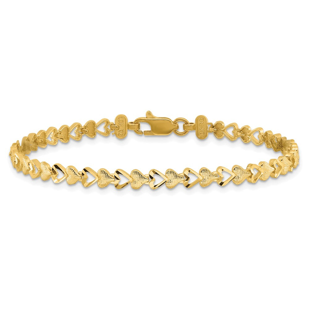 10K Yellow Gold Heart Bracelet - Product Photo