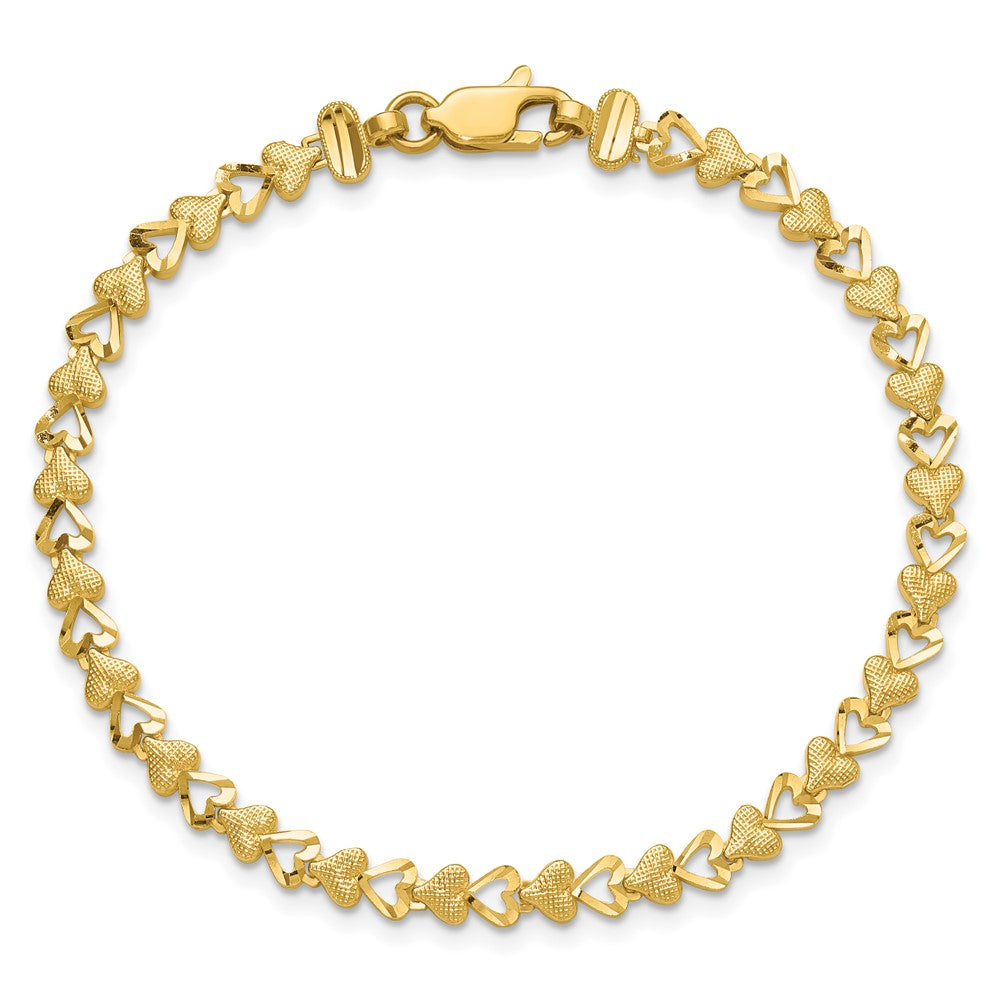 10K Yellow Gold Heart Bracelet - Product Photo