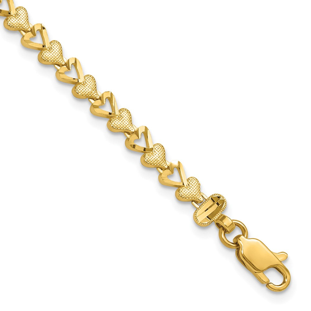 10K Yellow Gold Heart Bracelet - Product Photo