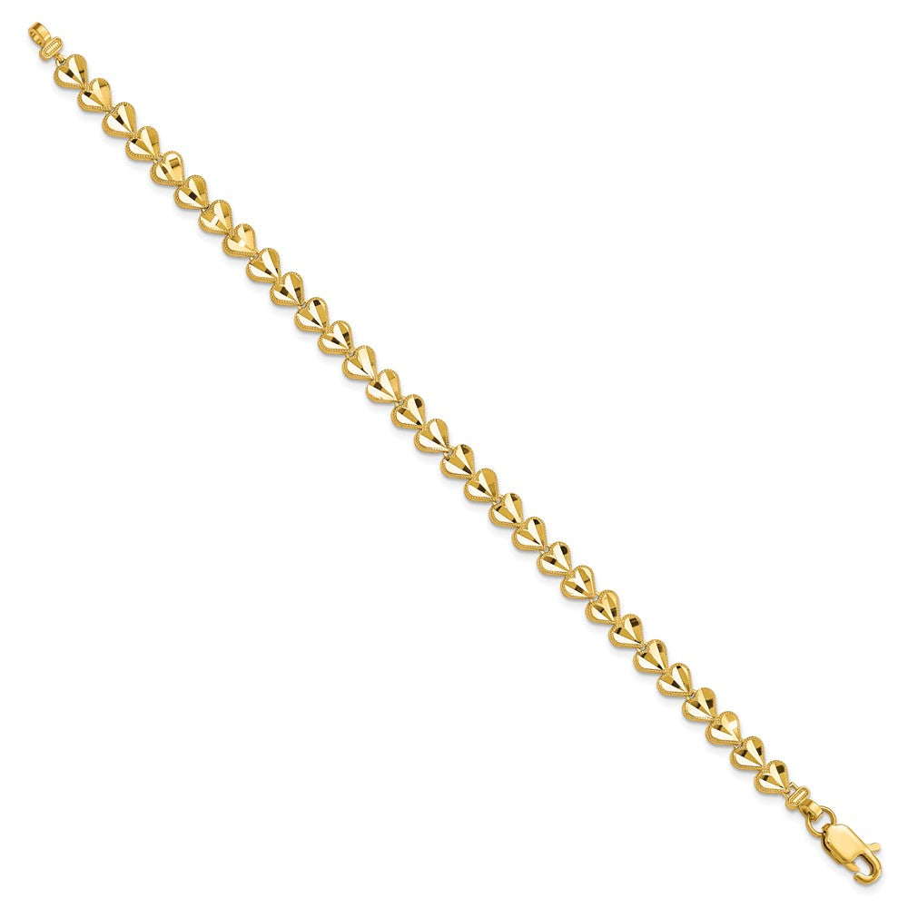 10K Yellow Gold HEART Bracelet - Product Photo