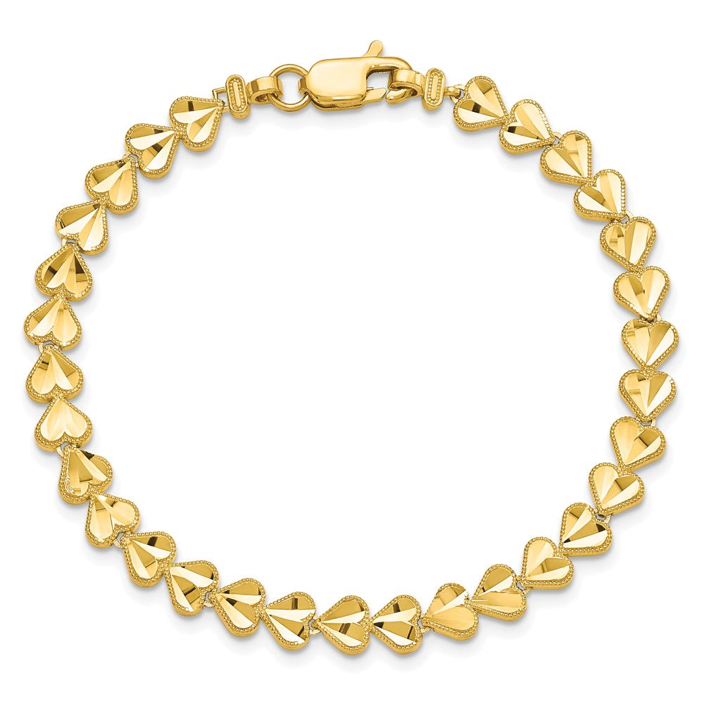 10K Yellow Gold HEART Bracelet - Product Photo