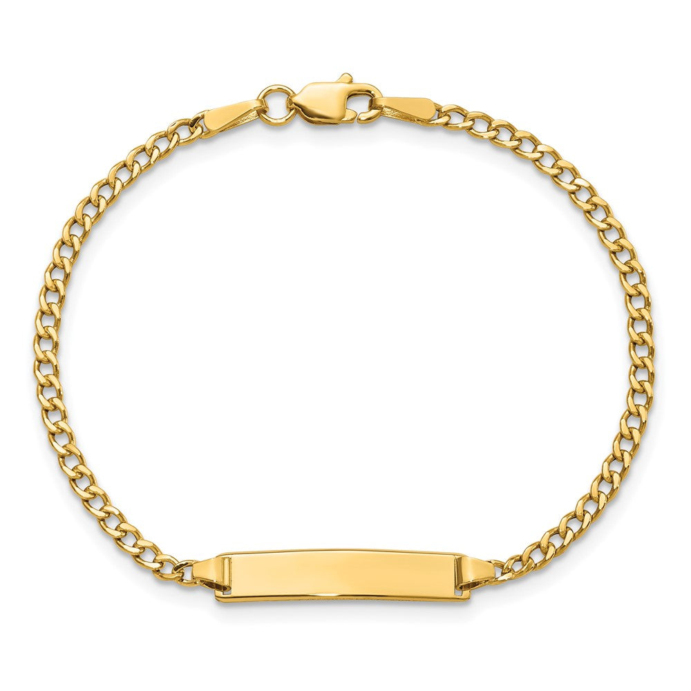10K Yellow Gold Semi-solid Curb Link ID Bracelet - Product Photo