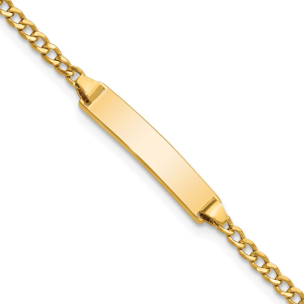 10K Yellow Gold Semi-solid Curb Link ID Bracelet - Product Photo