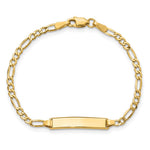 10K Yellow Gold Semi-solid Figaro Link ID Bracelet - Product Photo