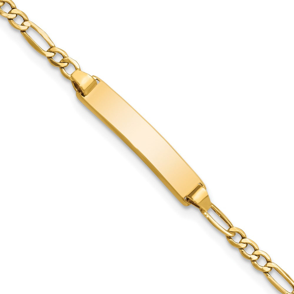 10K Yellow Gold Semi-solid Figaro Link ID Bracelet - Product Photo