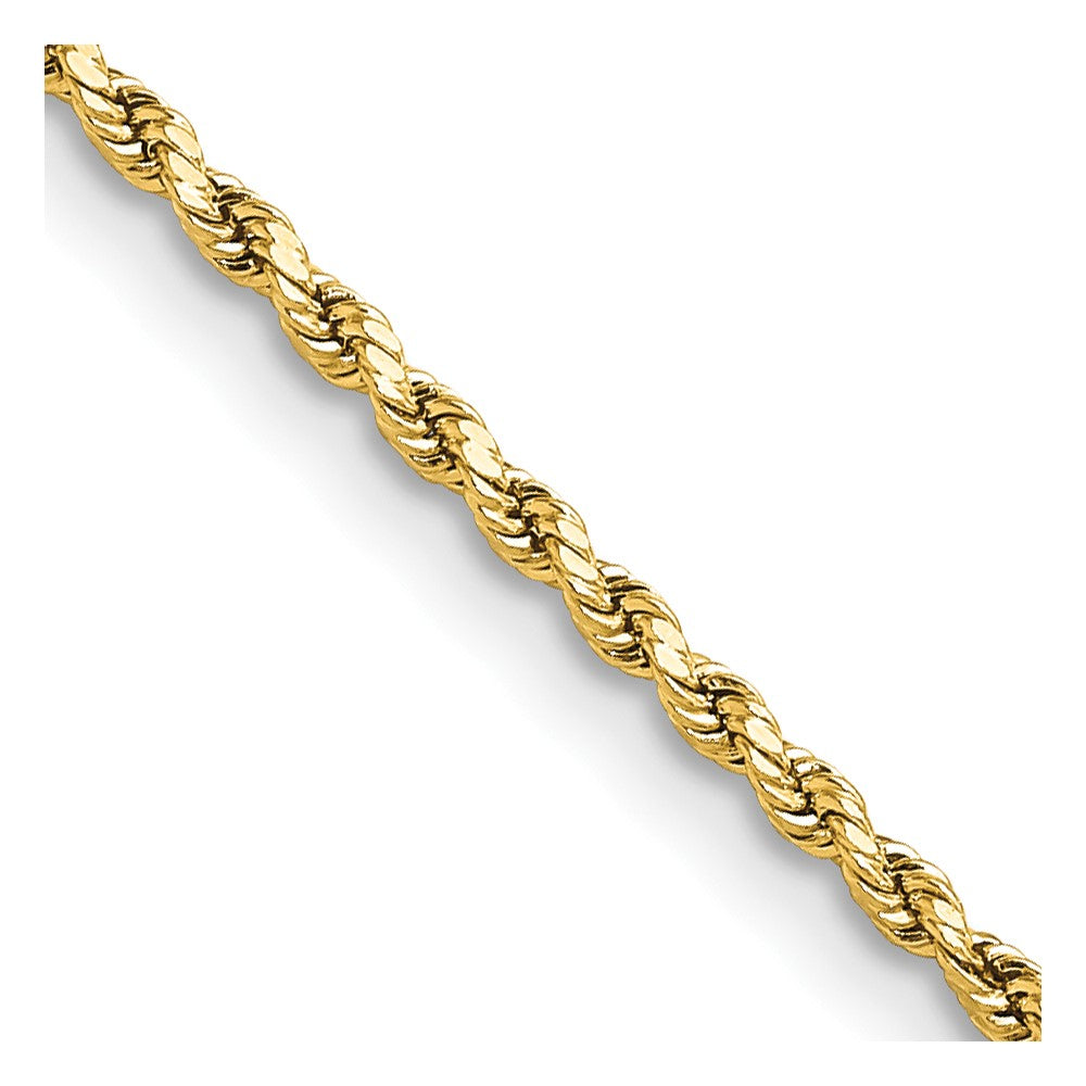 10K Yellow Gold 2mm Semi-solid Diamond-Cut Rope Chain Necklace 16"-28"
