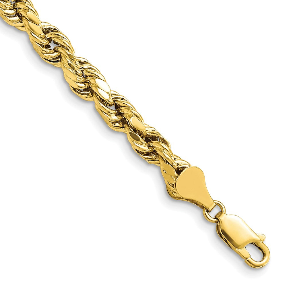 10K Yellow Gold 5.5mm Semi-solid Diamond-Cut Rope Chain Bracelet 7"-9"