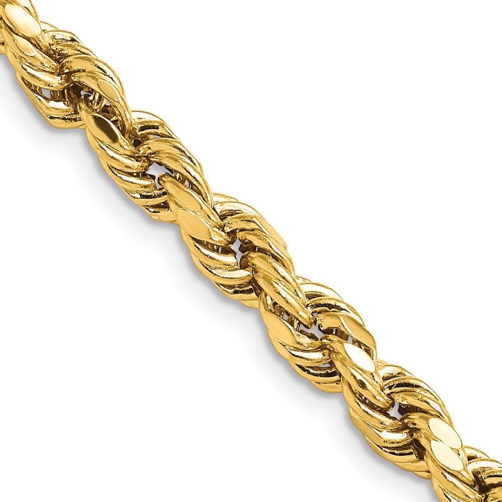 10K Yellow Gold 5.5mm Semi-solid Diamond-Cut Rope Chain Necklace 16"-28"