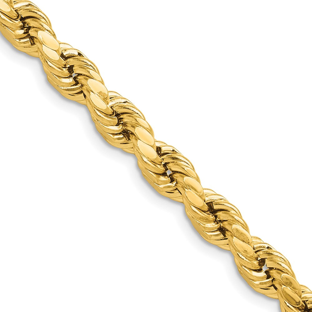 10K Yellow Gold 6.5mm Semi-solid Diamond-Cut Rope Chain Necklace 20"-26"