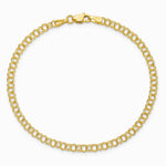 10K Yellow Gold 3.5mm Solid Double Link Charm Bracelet - Product Photo