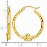 10K Yellow Gold Angel Hoop Earrings - Product Photo