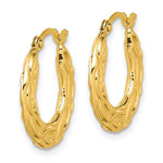 10K Yellow Gold Patterned Hollow Hoop Earrings - Product Photo