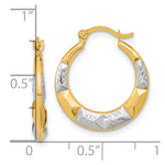10K Yellow with Rhodium and Rhodium Hollow Hoop Earrings - Product Photo