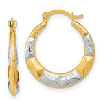 10K Yellow with Rhodium and Rhodium Hollow Hoop Earrings - Product Photo